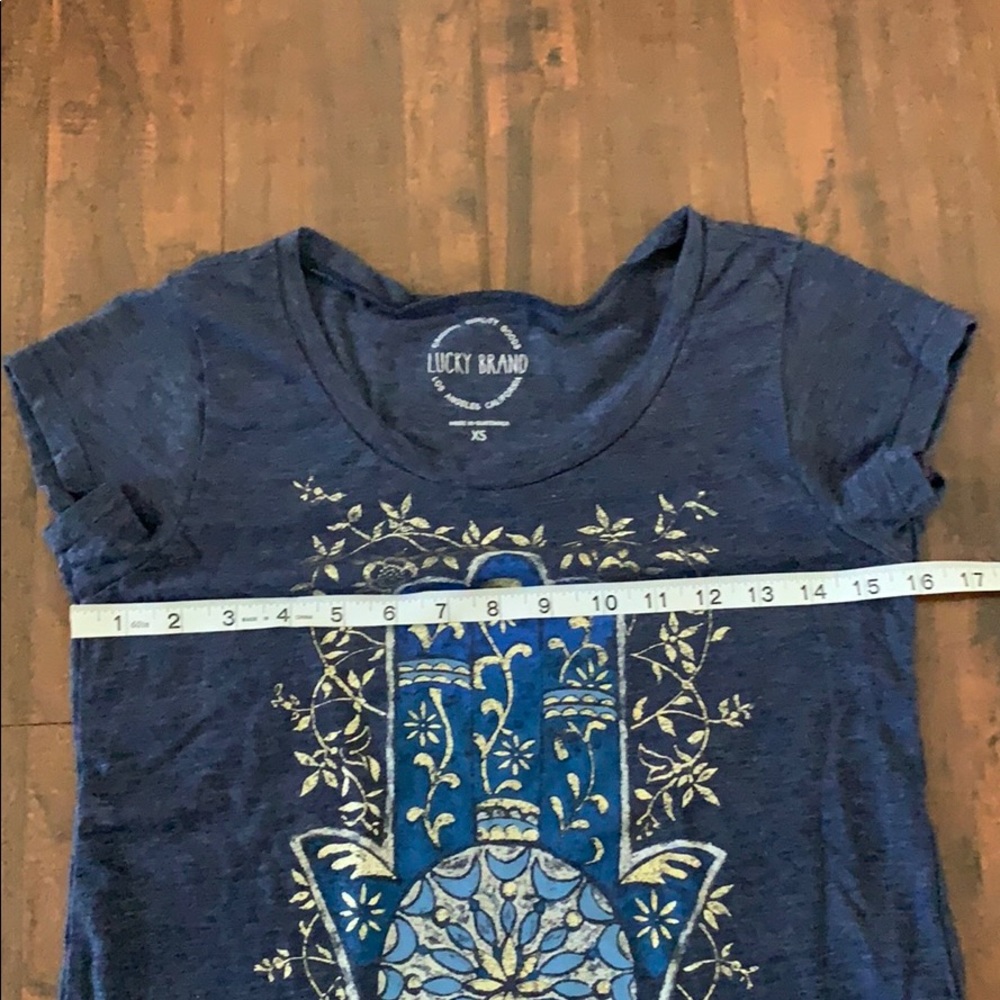 Lucky Brand blue and Gold Henna Tee EUC Si… - Picture 3 of 10
